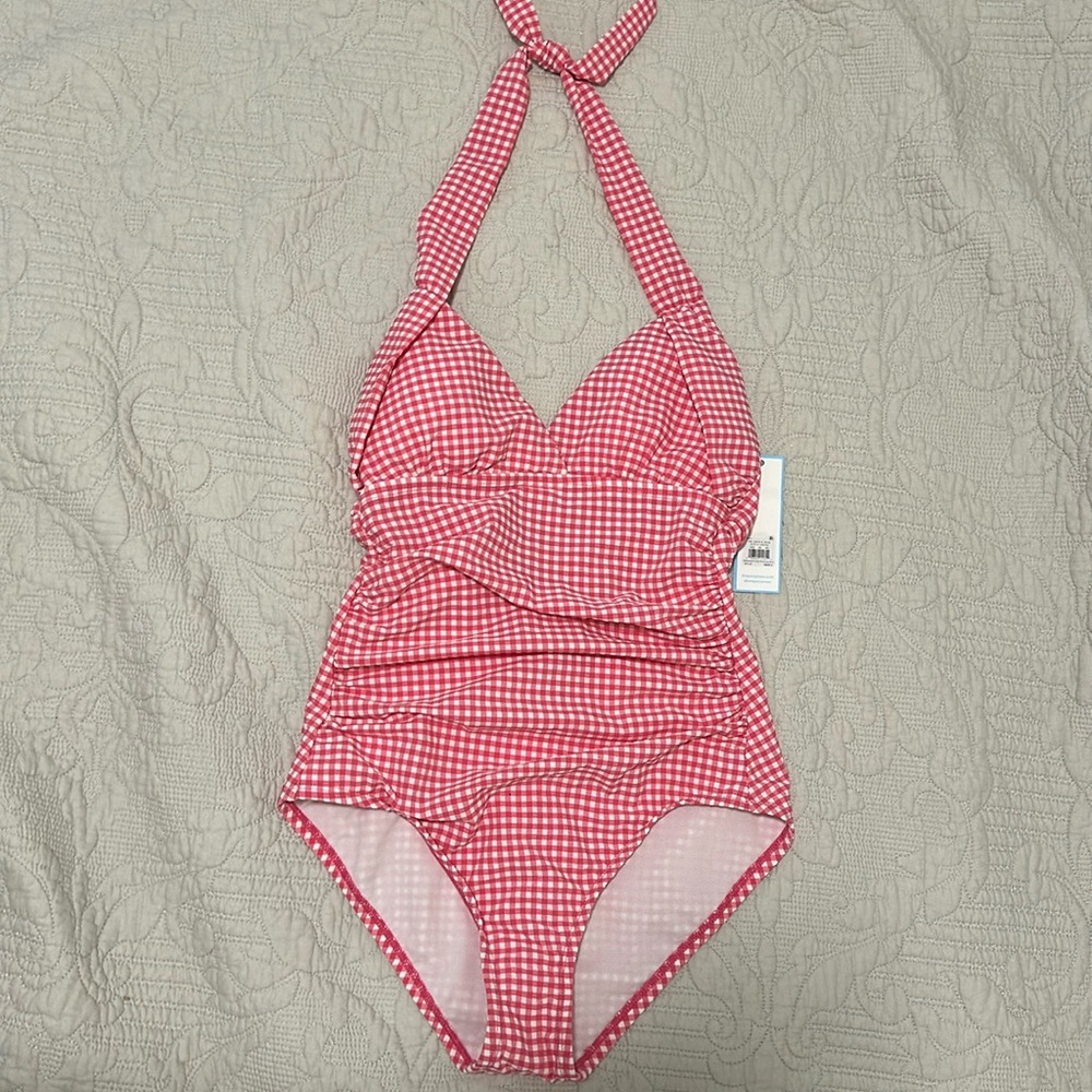 Draper James NWT Red Gingham One Piece Swimsuit size S